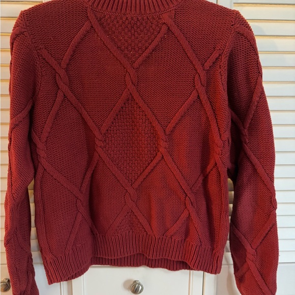 CAbi Women's Deep Red Cable Knit Sweater - Picture 3 of 3